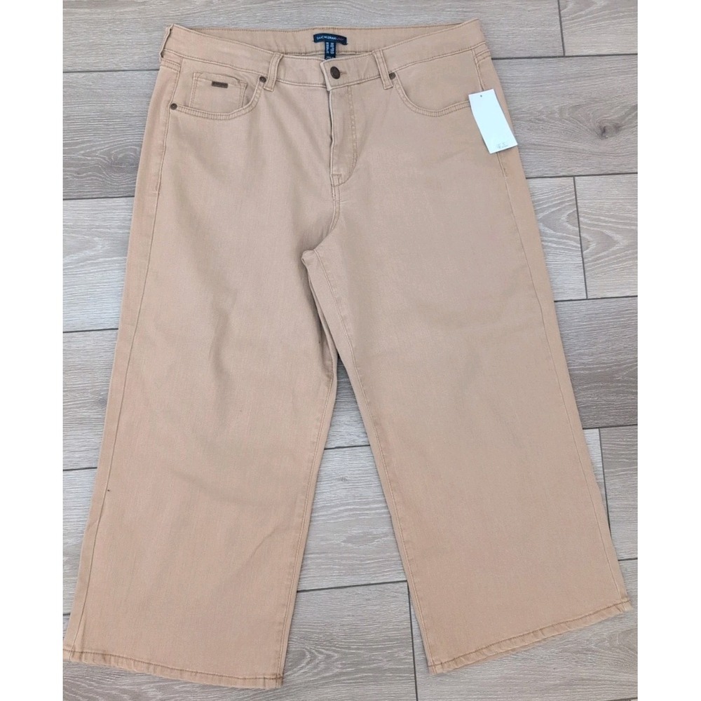 Isaac Mizrahi Live Tan Jeans Size 16P Wide Leg NWT